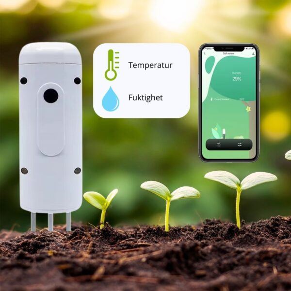 Jordmätare | Fuktsensor | Temperatursensor | Zigbee BEV-100-10063 med Turn Green