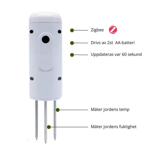 Jordmätare | Fuktsensor | Temperatursensor | Zigbee BEV-100-10063 med Turn Green