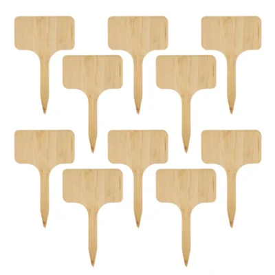 vaxtskylt 10-pack – Inomhus. Produktbild som visar tio bambuskyltar uppstallda. Perfekt for att markera olika vaxter i rabatten eller i kryd